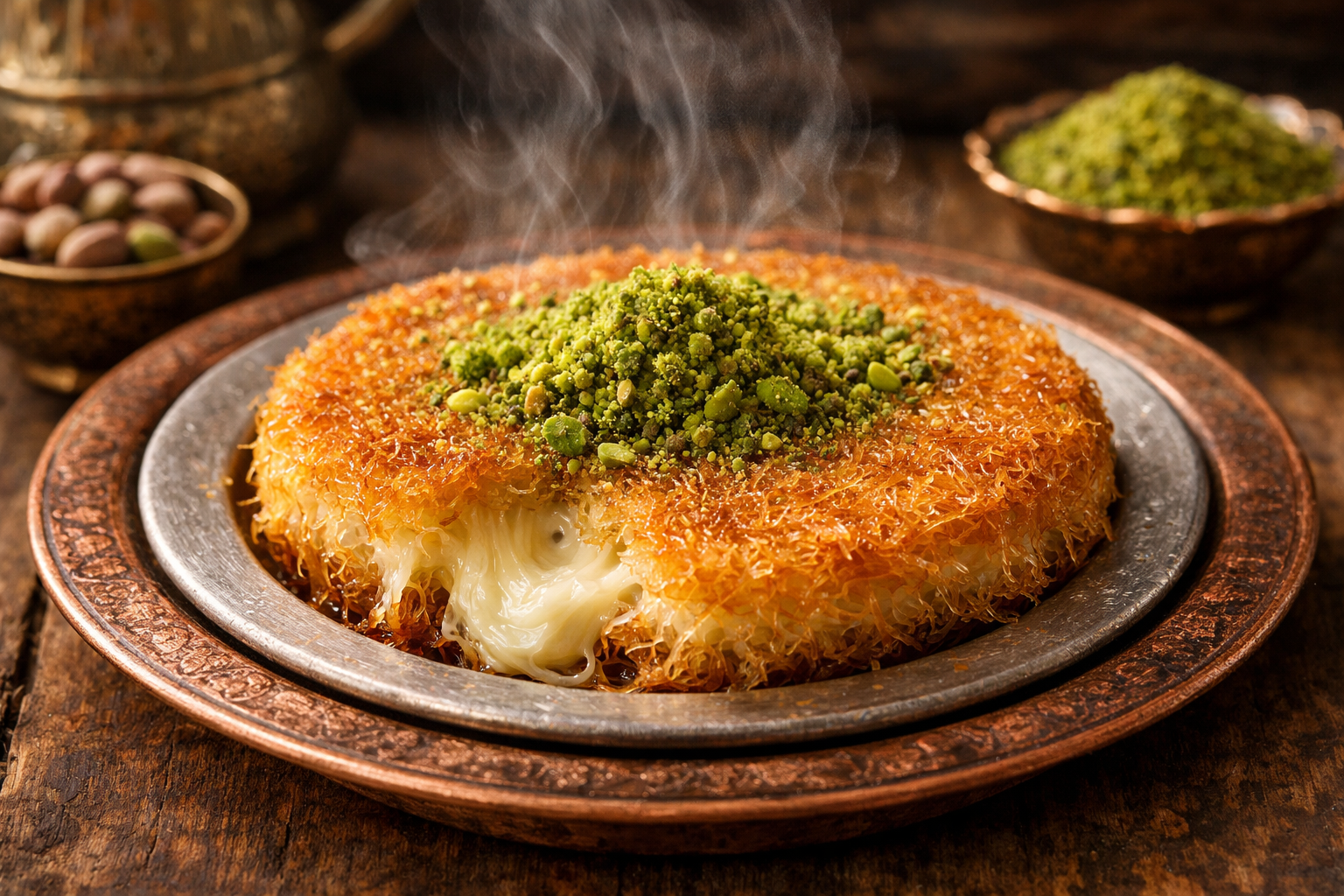 Taze künefe tatlısı eritilmiş peynirli sıcak